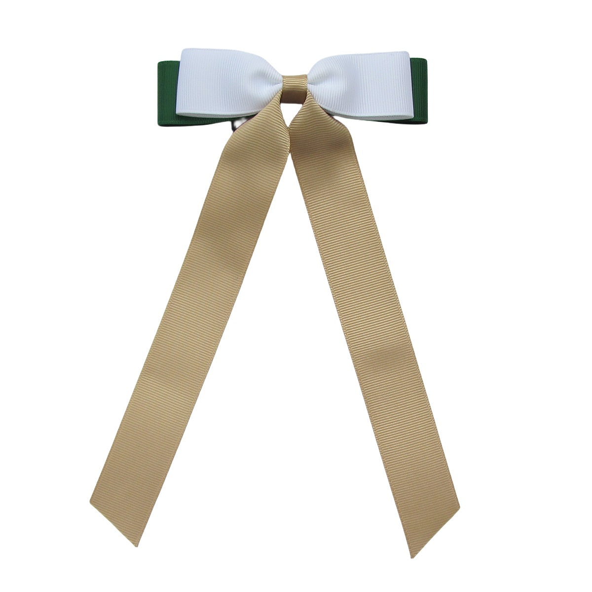 White,Forest Green and Tan Streamer Bows