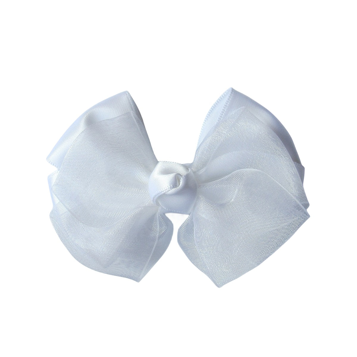 3.5 In White Organza Hair Bows Alligator Clip
