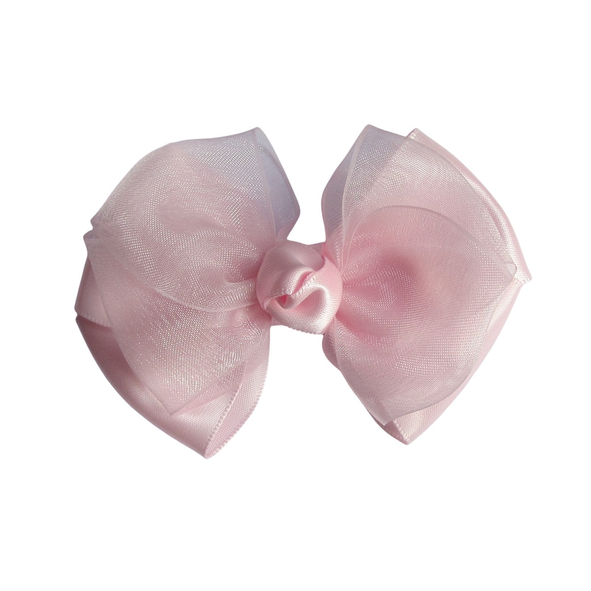 3.5 IN Pearl Pink Organza Hair Bows Alligator Clip