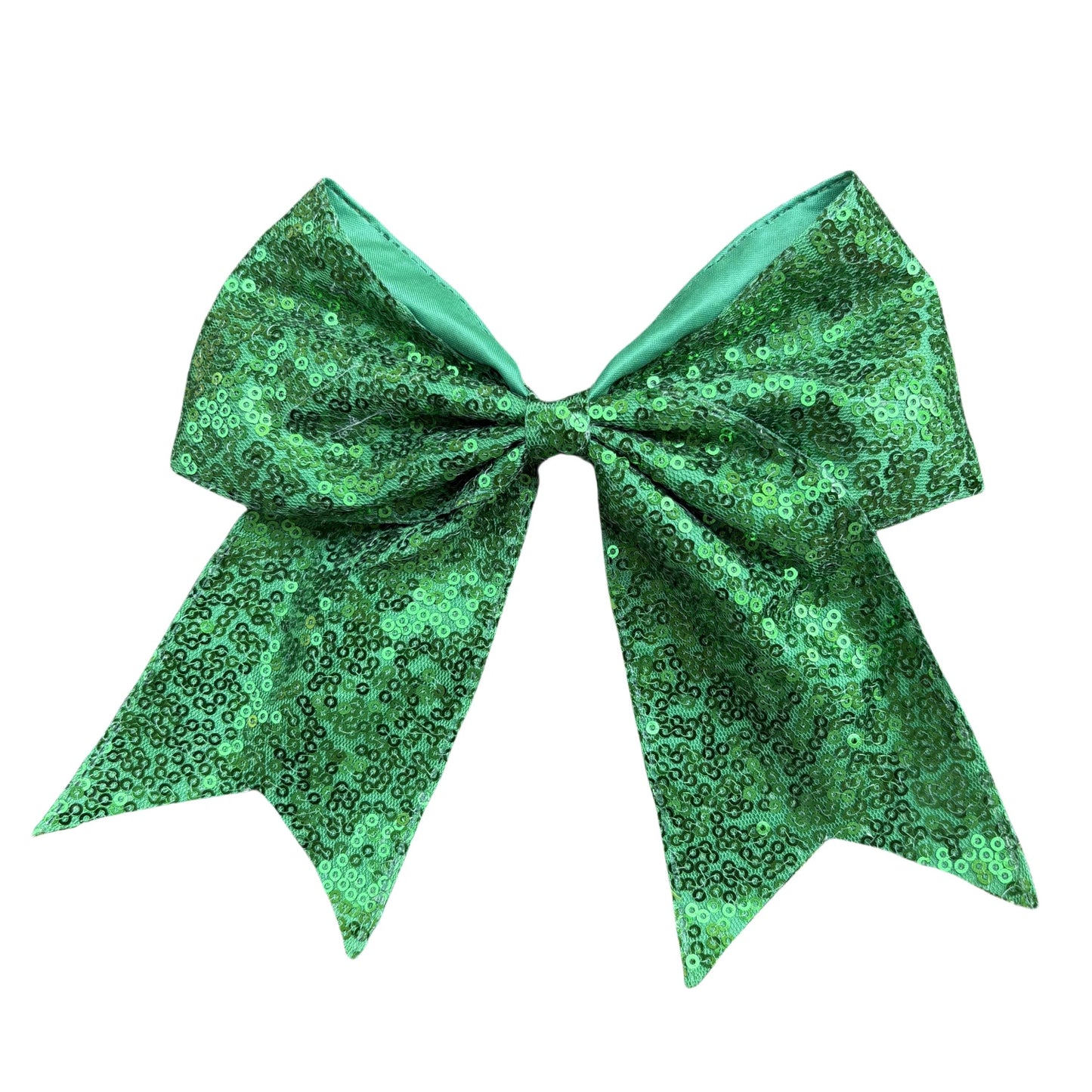 7 IN Green Sequin Cheer Hair Bows Large Alligator Clip