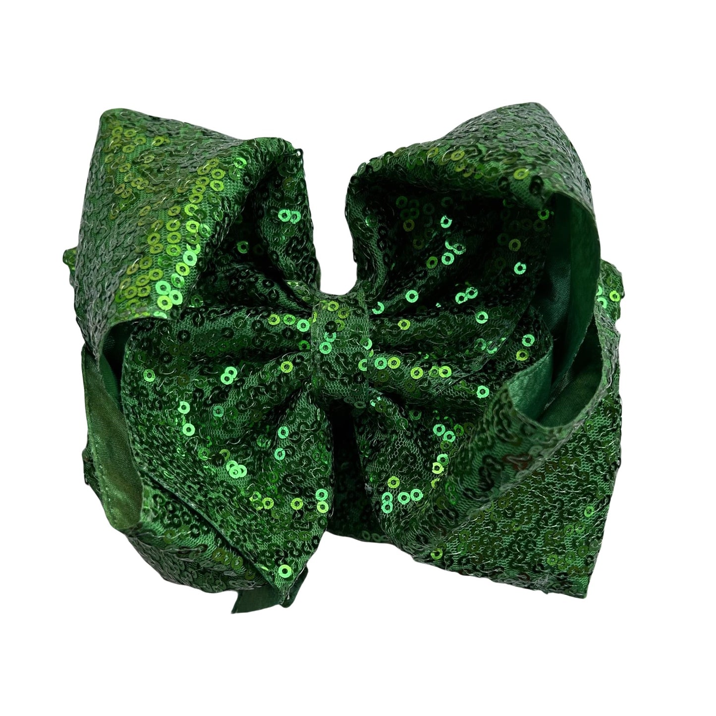 7 IN Green Sequin Double Layer Boutique Hair Bows