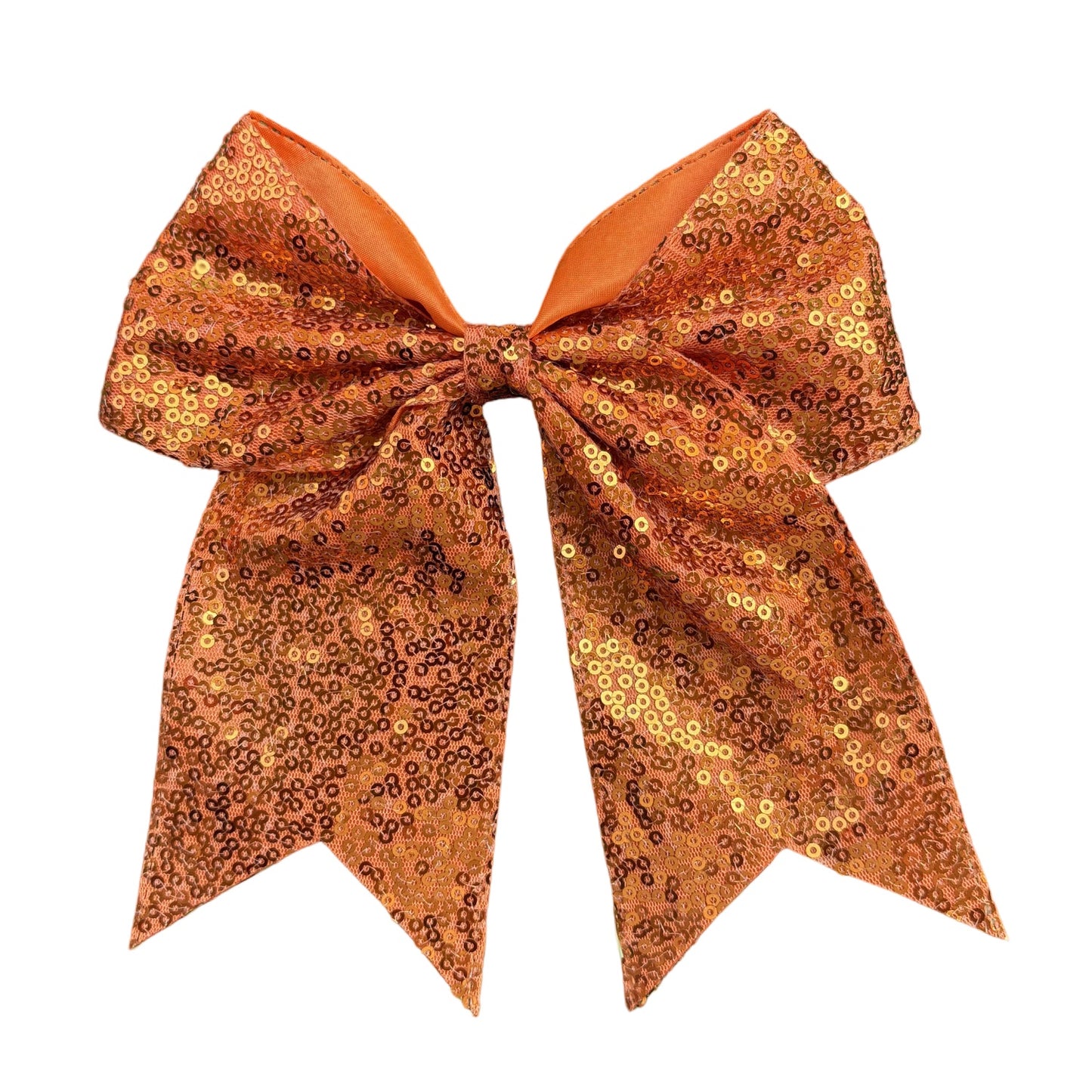 7 IN Tangerine Sequin Cheer Hair Bows Large Alligator Clip