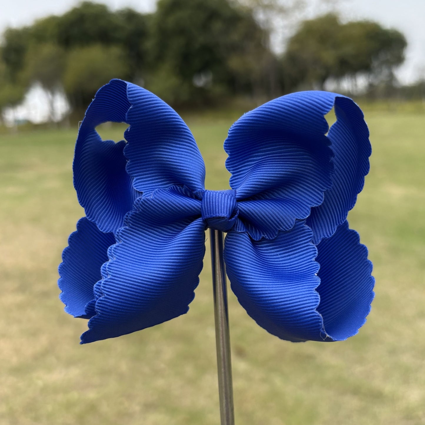 4 IN Cobalt Scalloped Hair Bows