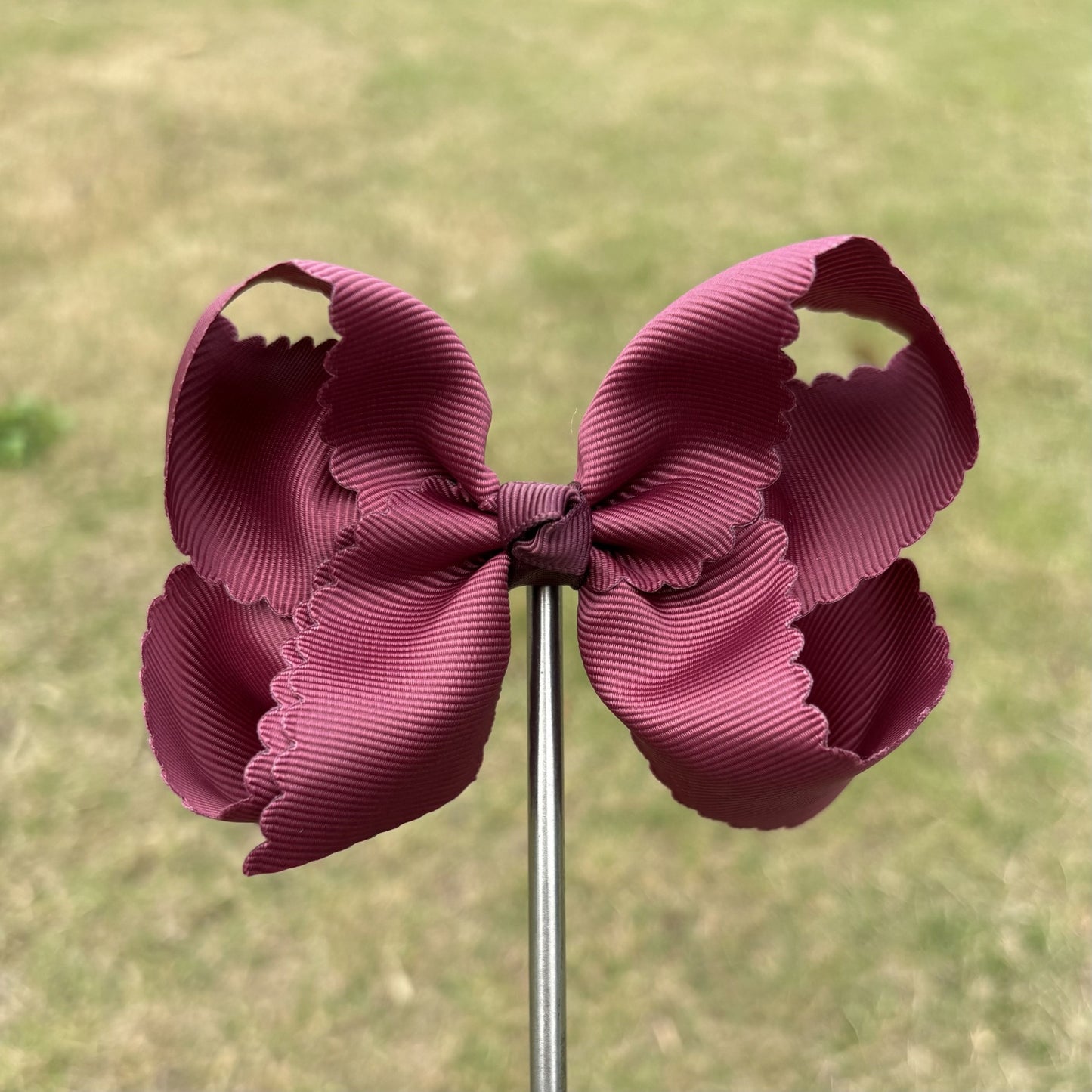 4 IN Wine Scalloped Hair Bows