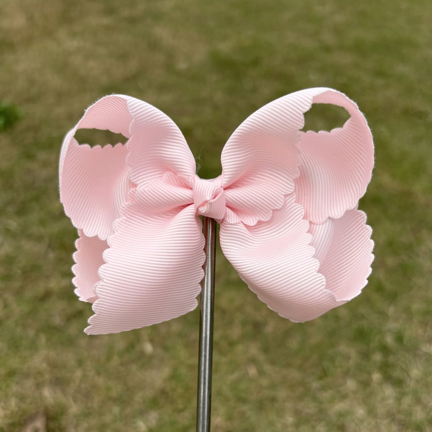 4 IN lt,Pink Scalloped Hair Bows