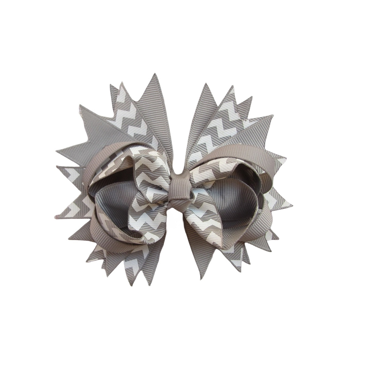 4.5 IN Silver Chevron Hair Bows