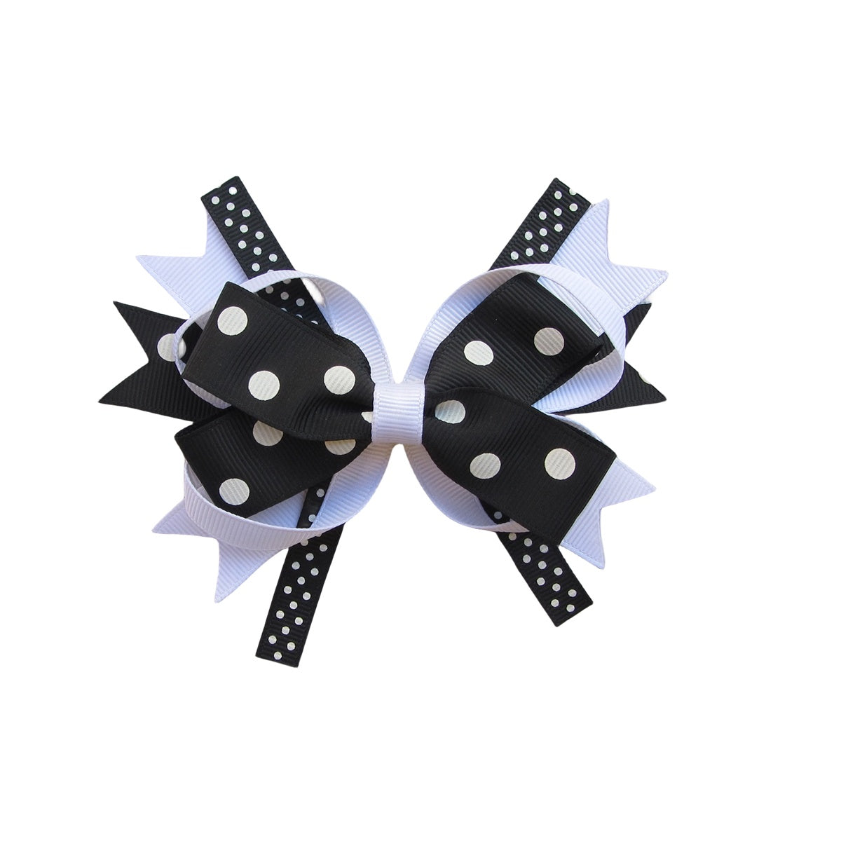 4 IN Black and White polka dot Hair Bows