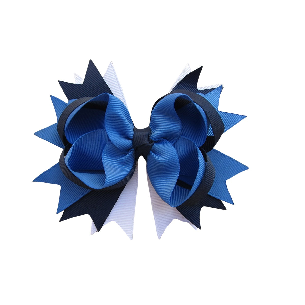 5 IN Blue,Navy and White polka dot Hair Bows