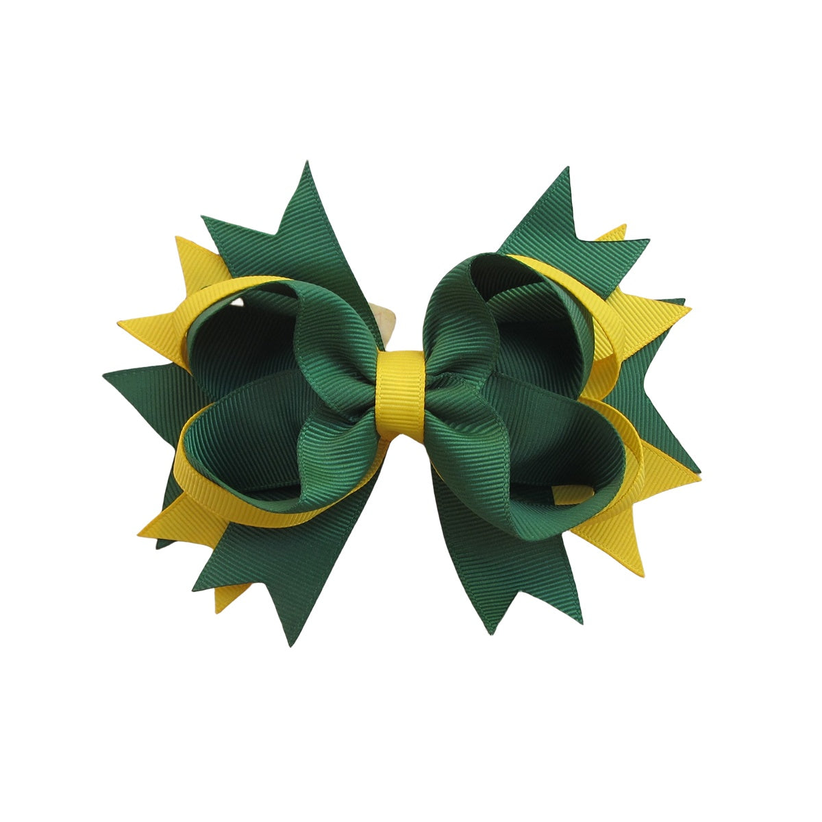5 IN Forest Green and Yellow polka dot Hair Bows