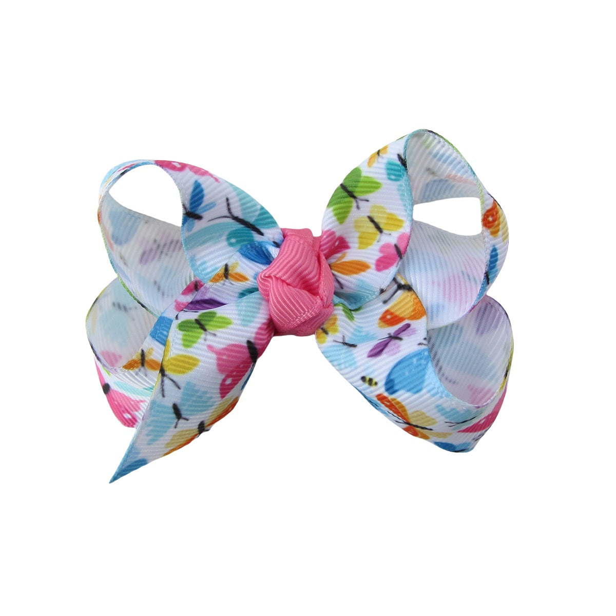 3 IN Pink Butterfly Printing Hair Bows