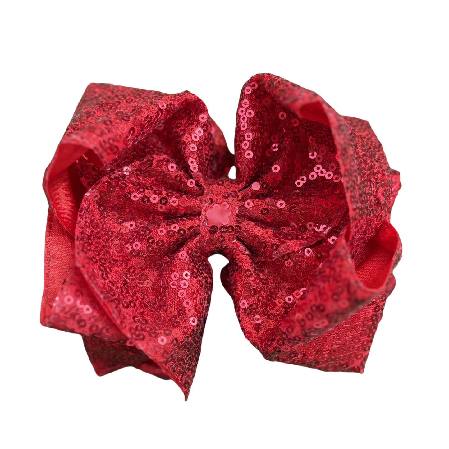 7 IN Red Sequin Double Layer Boutique Hair Bows