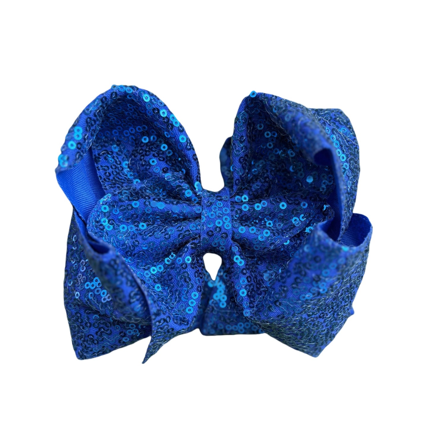 7 IN Royal blue Sequin Double Layer Boutique Hair Bows