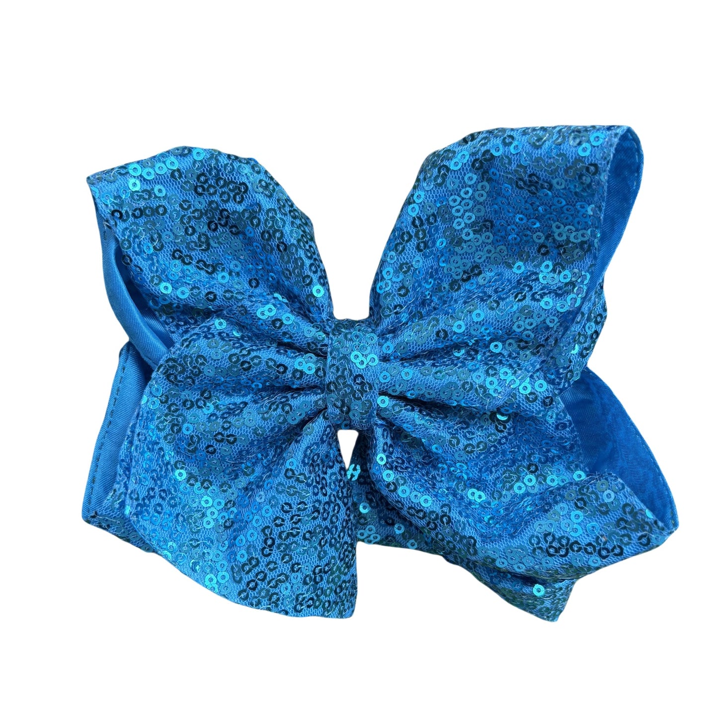 7 IN Turquoise Sequin Double Layer Boutique Hair Bows