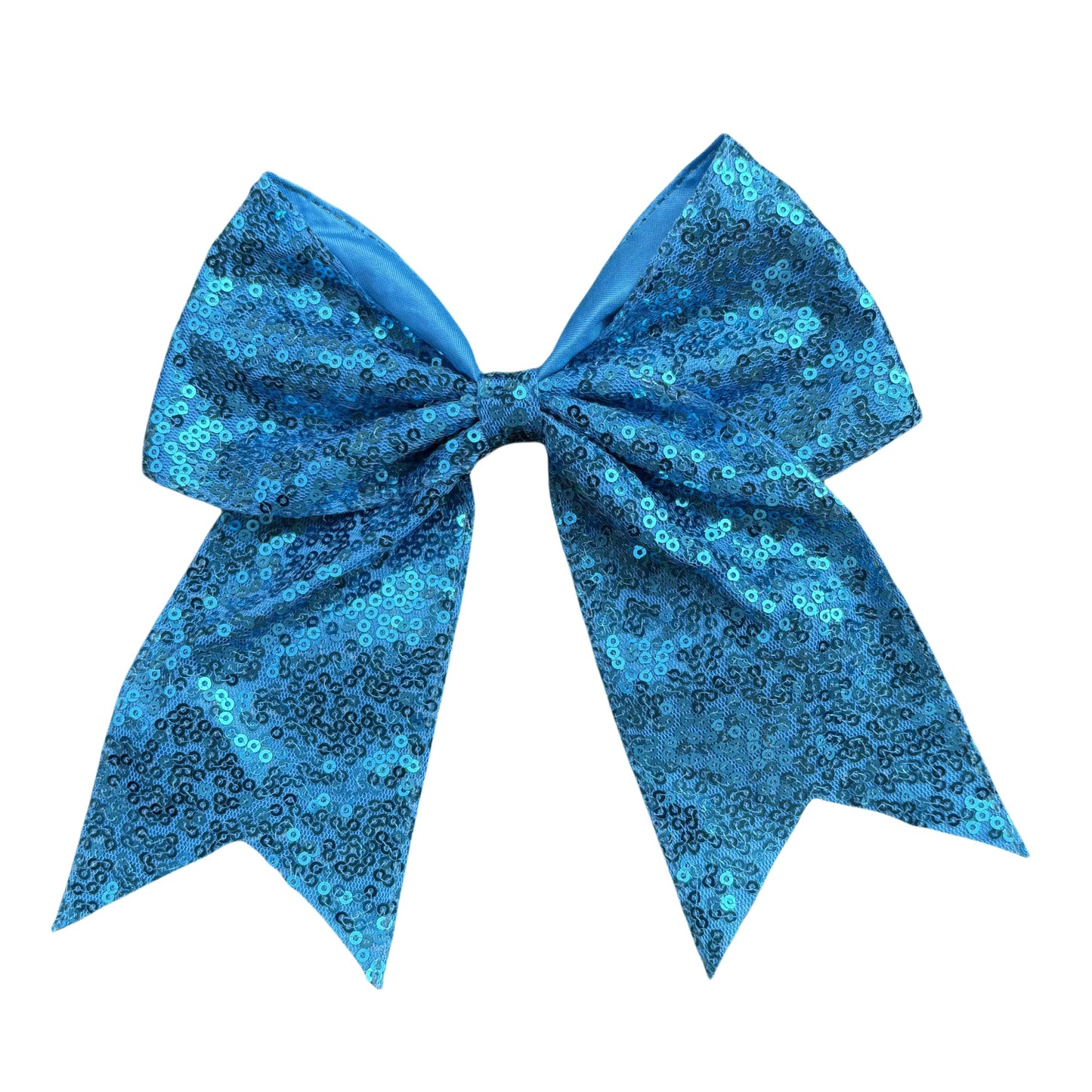 7 IN Turquoise blue Sequin Cheer Hair Bows Large Alligator Clip