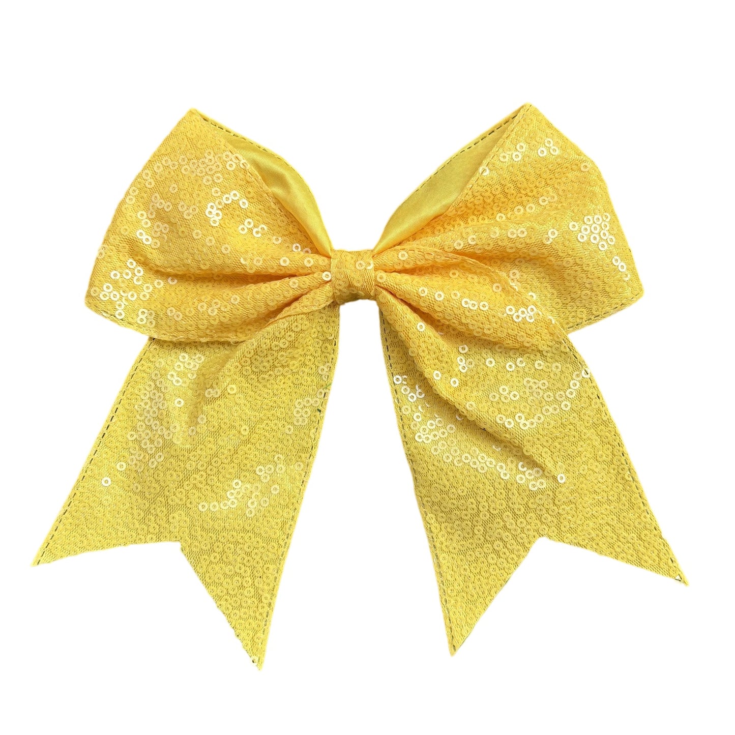 7 IN Yellow Sequin Cheer Hair Bows Large Alligator Clip