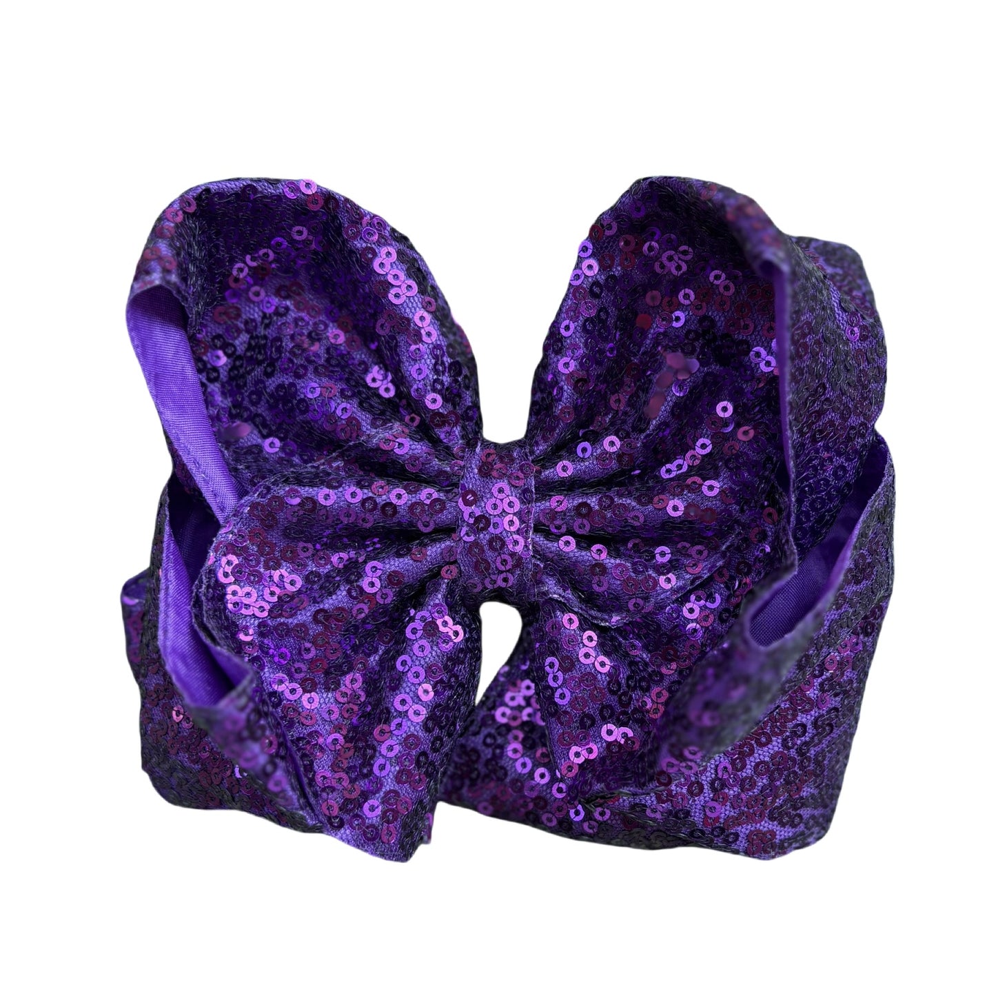 7 IN Dark Purple Sequin Double Layer Boutique Hair Bows