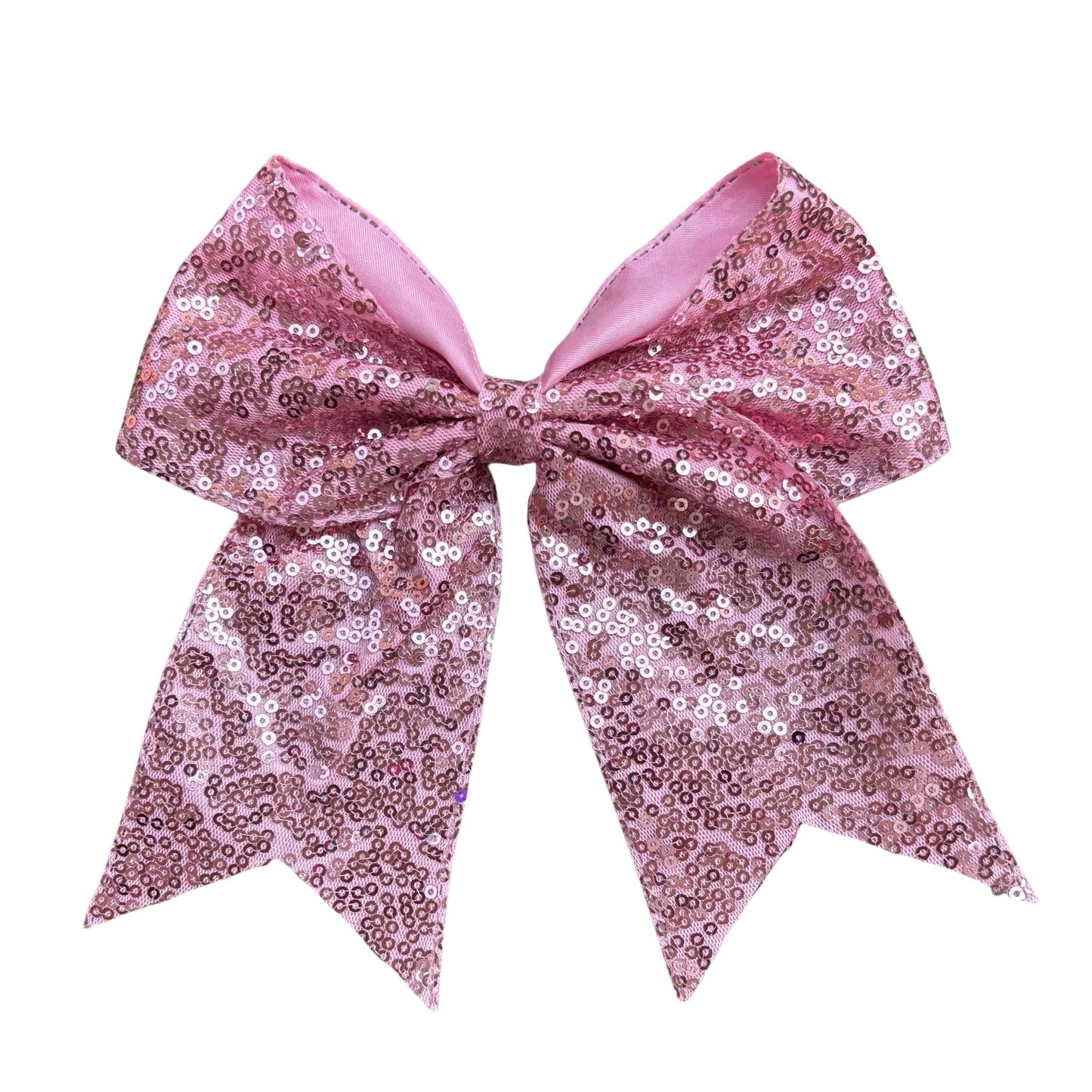 7 IN Pink Sequin Cheer Hair Bows Large Alligator Clip