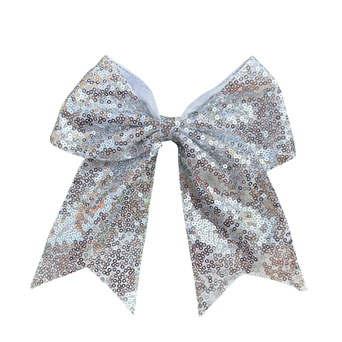 7 IN silver Sequin Cheer Hair Bows Large Alligator Clip