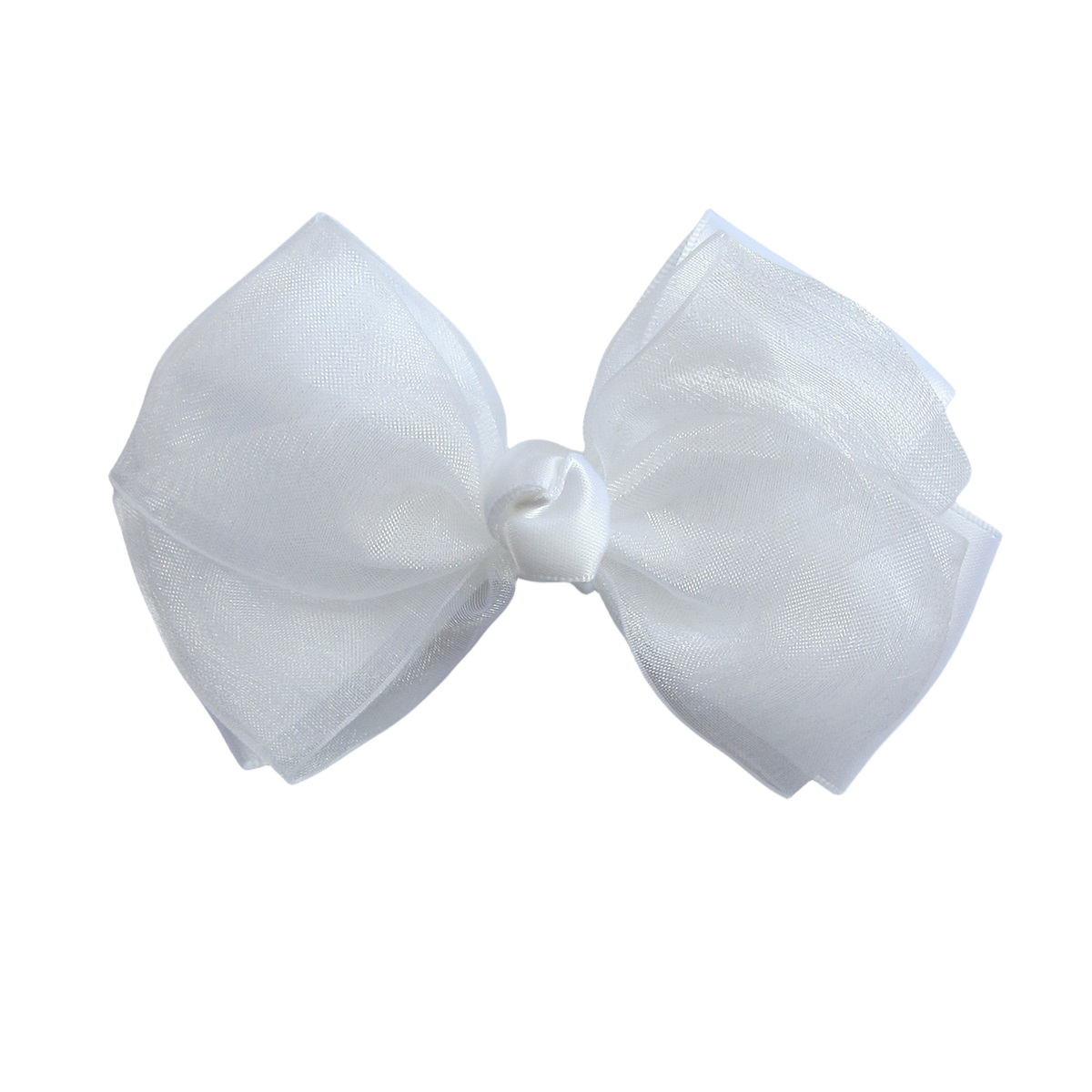4.5 IN White Organza Hair Bows Alligator Clip