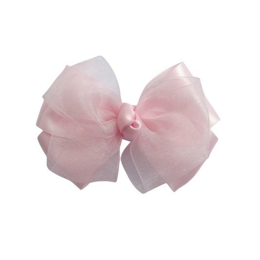 4.5 IN Pearl Pink Organza Hair Bows Alligator Clip