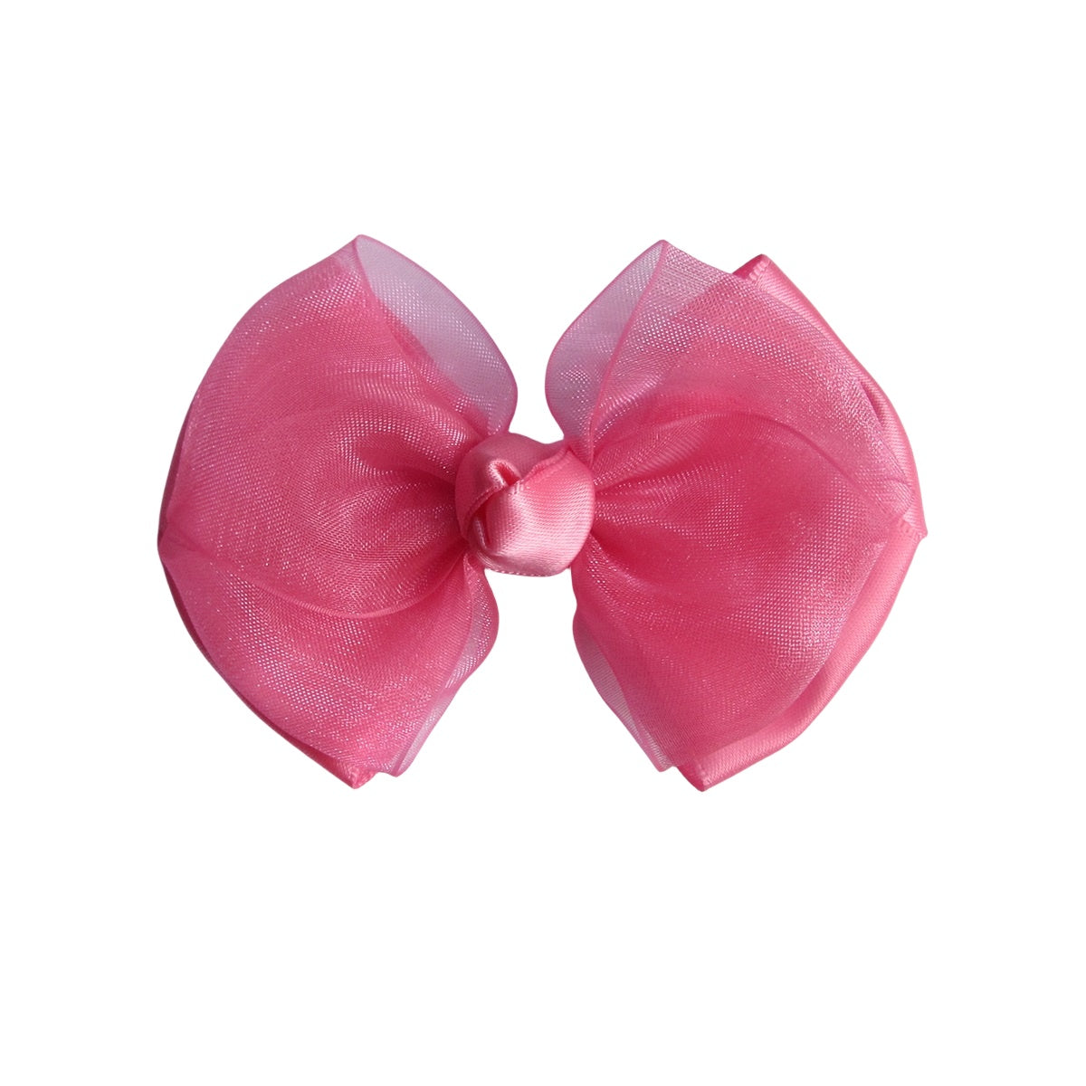 3.5 IN Hot Pink Organza Hair Bows Alligator Clip