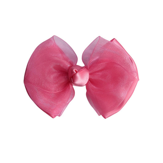 3.5 IN Hot Pink Organza Hair Bows Alligator Clip