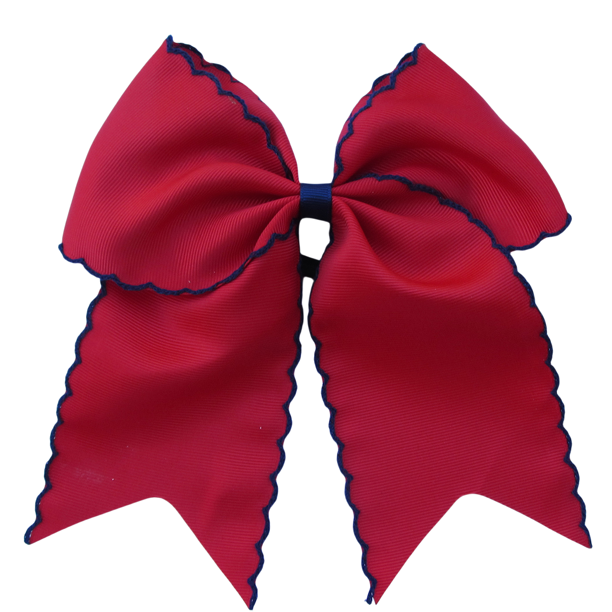 Red and Navy Moonstitch Cheer Hair Bows