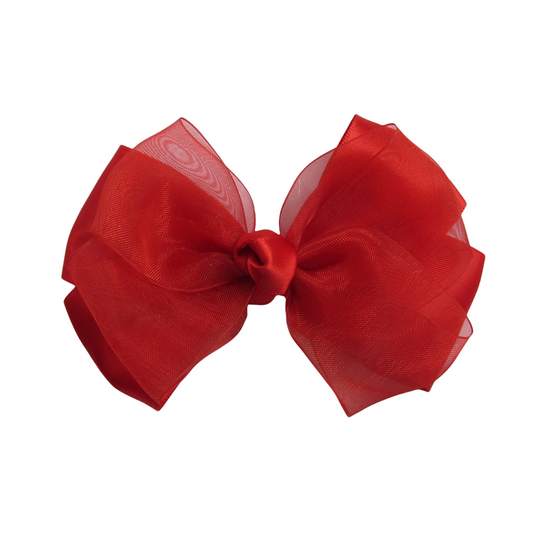 4.5 IN Red Organza Hair Bows Alligator Clip