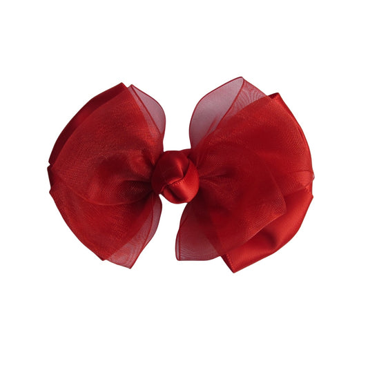 3.5 IN Red Organza Hair Bows Alligator Clip