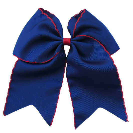 Navy and Red Moonstitch Cheer Hair Bows