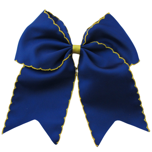 Navy and Maize Moonstitch Cheer Hair Bows