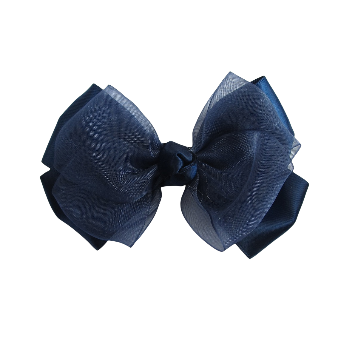 4.5 IN Navy Organza Hair Bows Alligator Clip