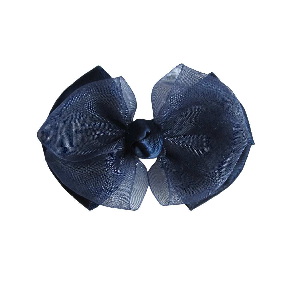 3.5 IN Navy Organza Hair Bows Alligator Clip
