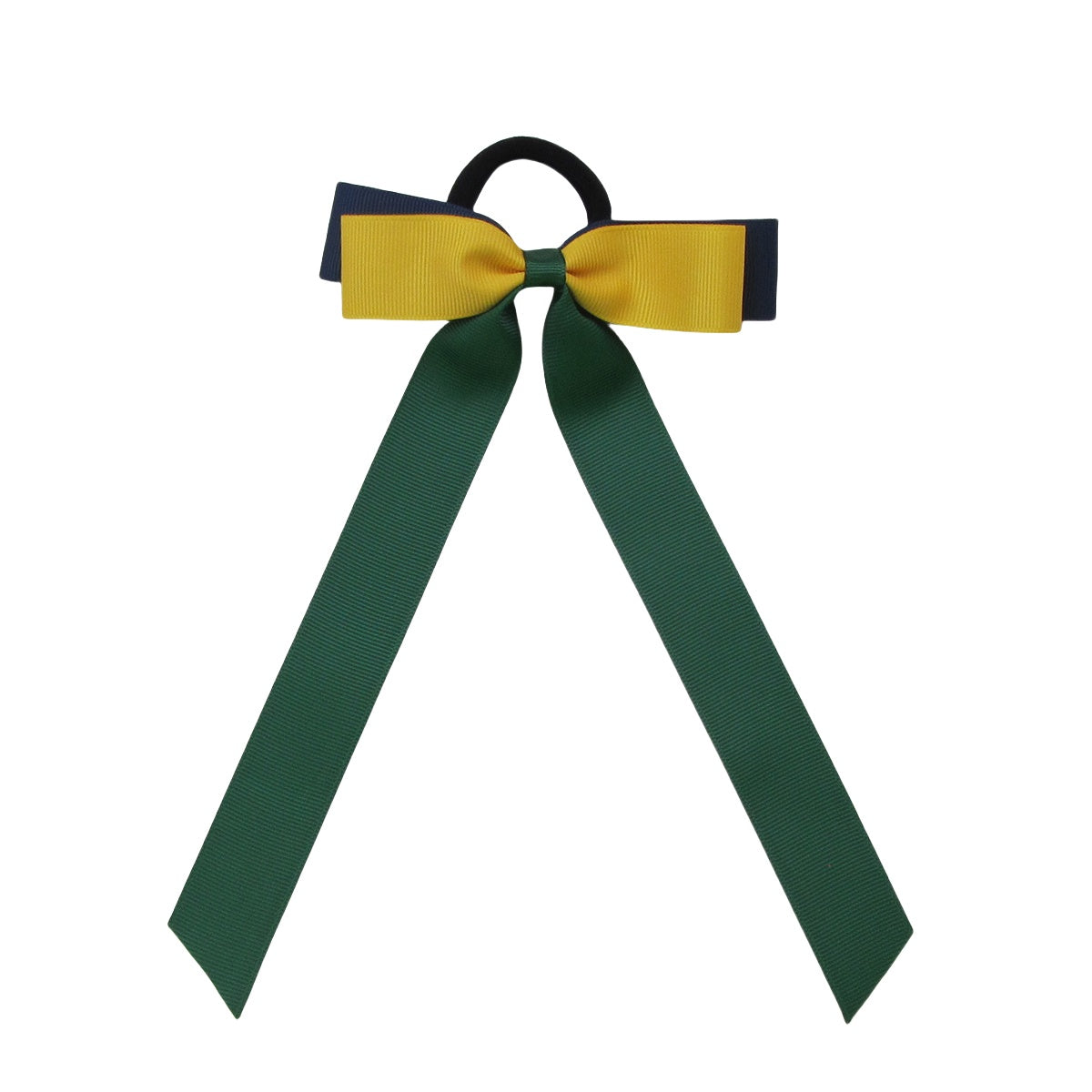 Maize,navy and Forest green Streamer Bows