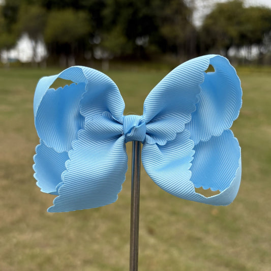 4 IN Lt.Blue Scalloped Hair Bows