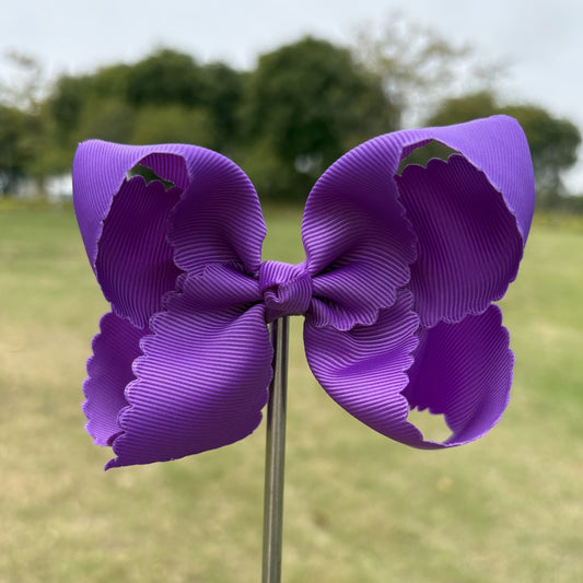 4 IN Purple Scalloped Hair Bows