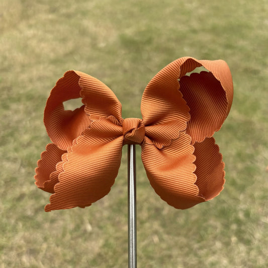 4 IN Tangerine Scalloped Hair Bows