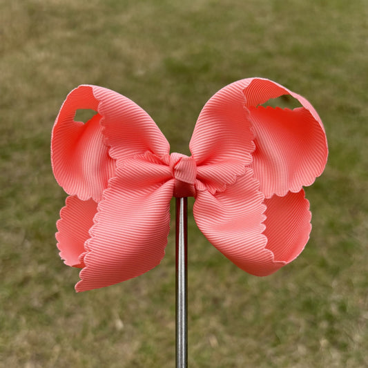 4 IN pink Scalloped Hair Bows