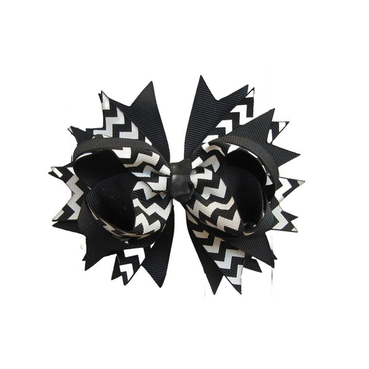 4.5 IN Black Chevron Hair Bows