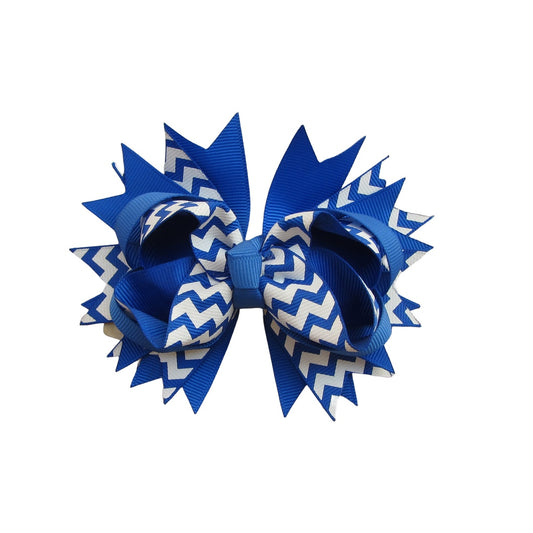 4.5 IN Cobalt Chevron Hair Bows