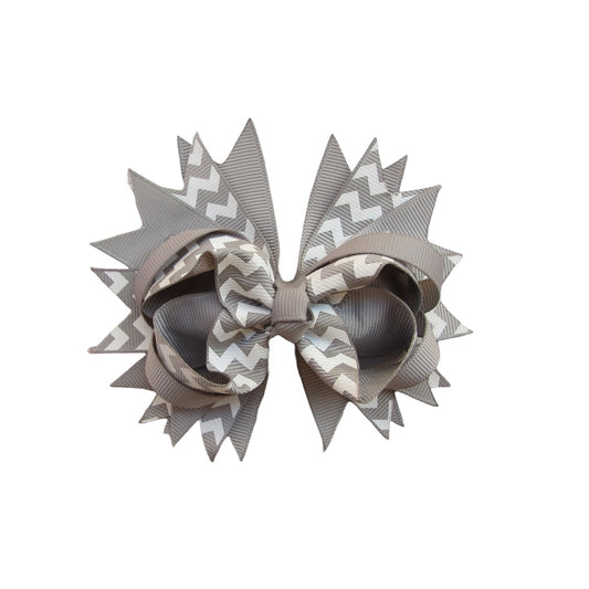 4.5 IN Silver Chevron Hair Bows