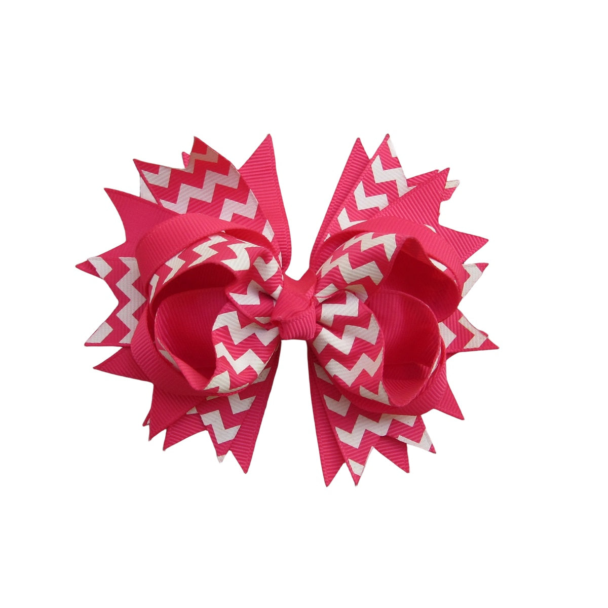 4.5 IN Shocking Pink Chevron Hair Bows