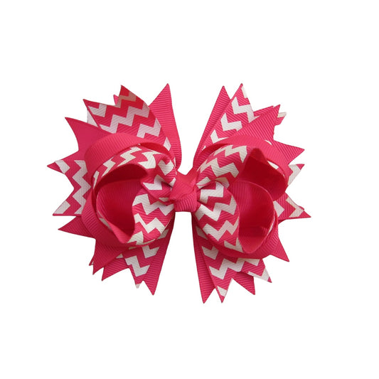4.5 IN Shocking Pink Chevron Hair Bows