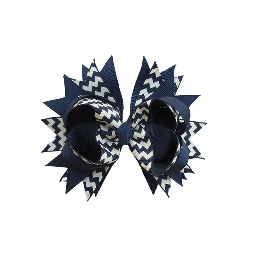 4.5 IN Navy Chevron Hair Bows