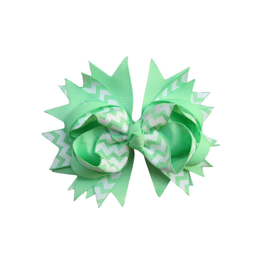 4.5 IN Mint Chevron Hair Bows