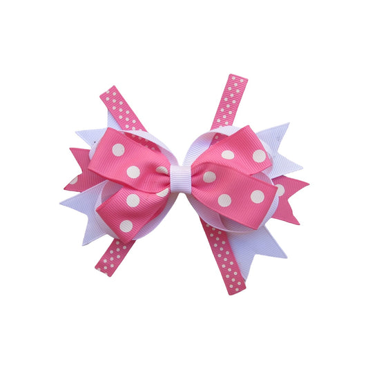4 IN Hot Pink and Lt.Pink polka dot Hair Bows