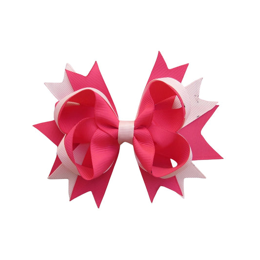 5 IN Shocking Pink and Lt.Pink polka dot Hair Bows