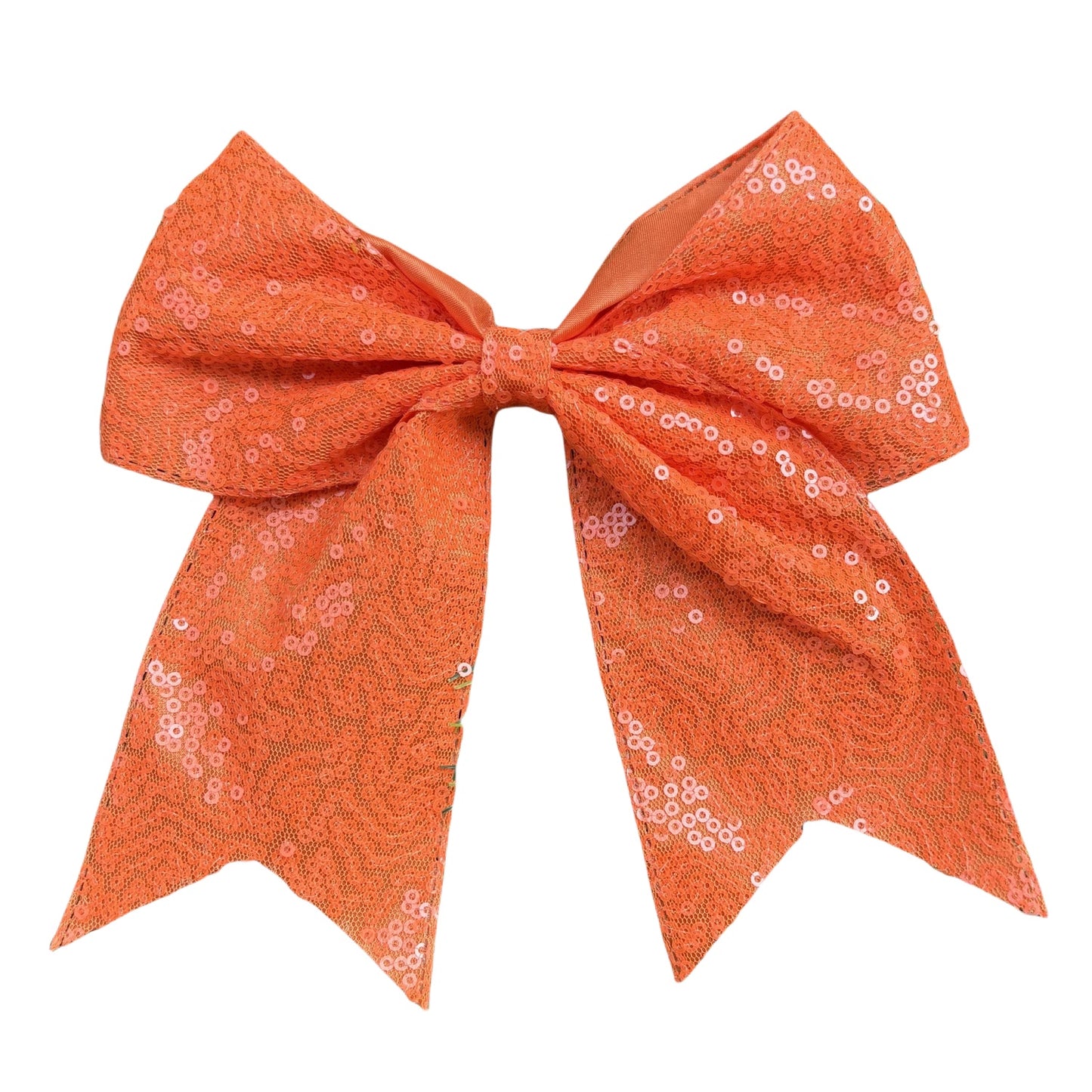 7 IN Orange Sequin Cheer Hair Bows Large Alligator Clip