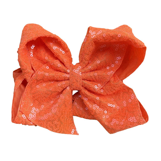7 IN Orange Sequin Double Layer Boutique Hair Bows