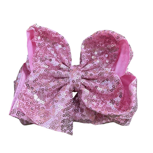 7 IN Pink Sequin Double Layer Boutique Hair Bows